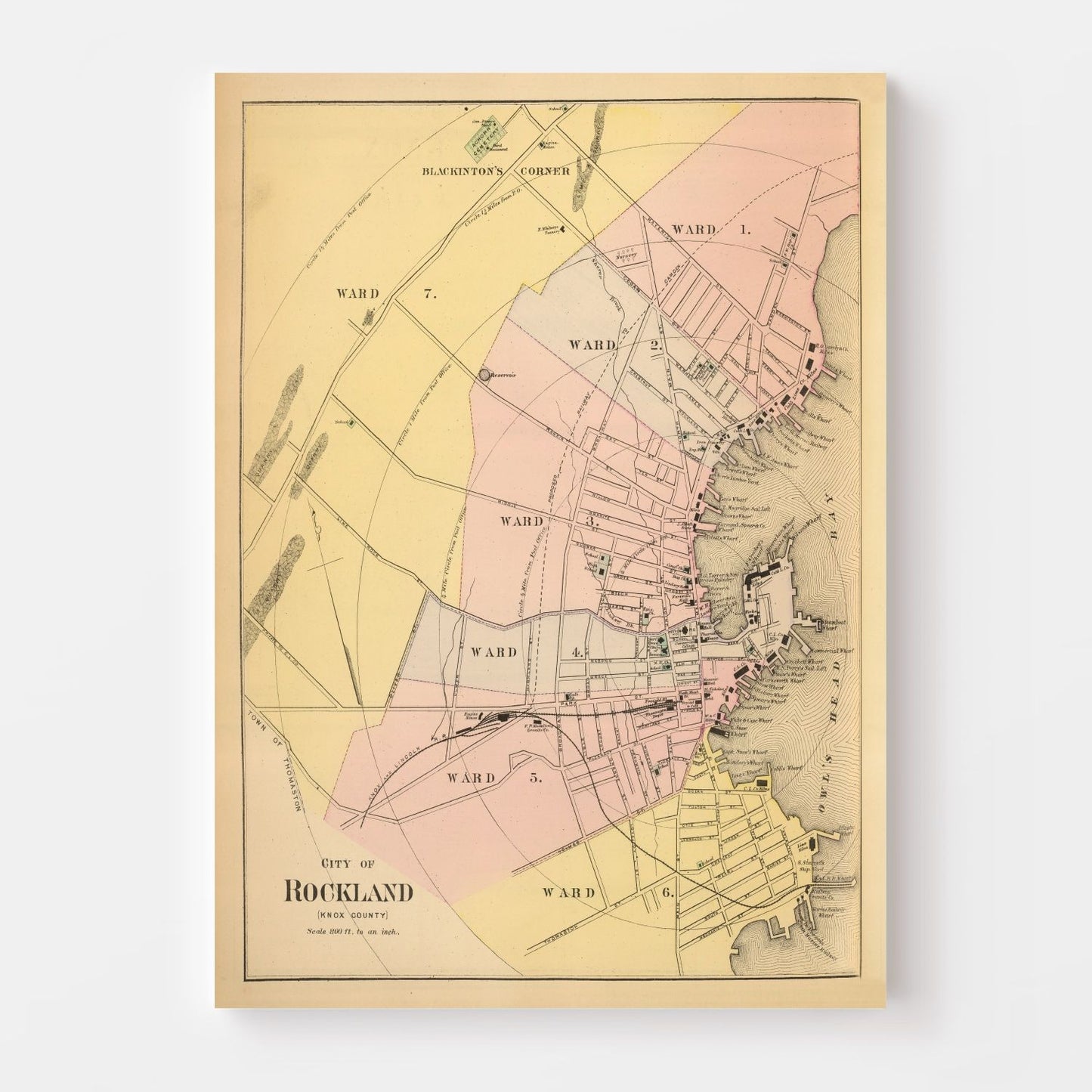 Vintage Map of Rockland, Maine, 1894