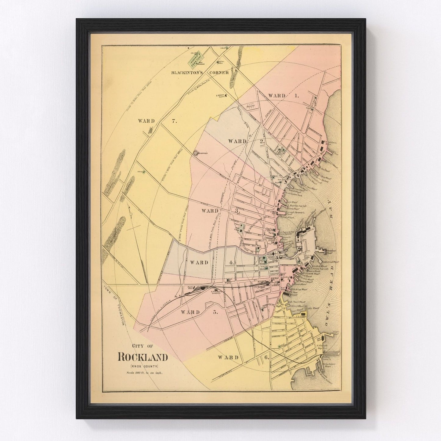 vintage map of Rockland, Maine, 1894