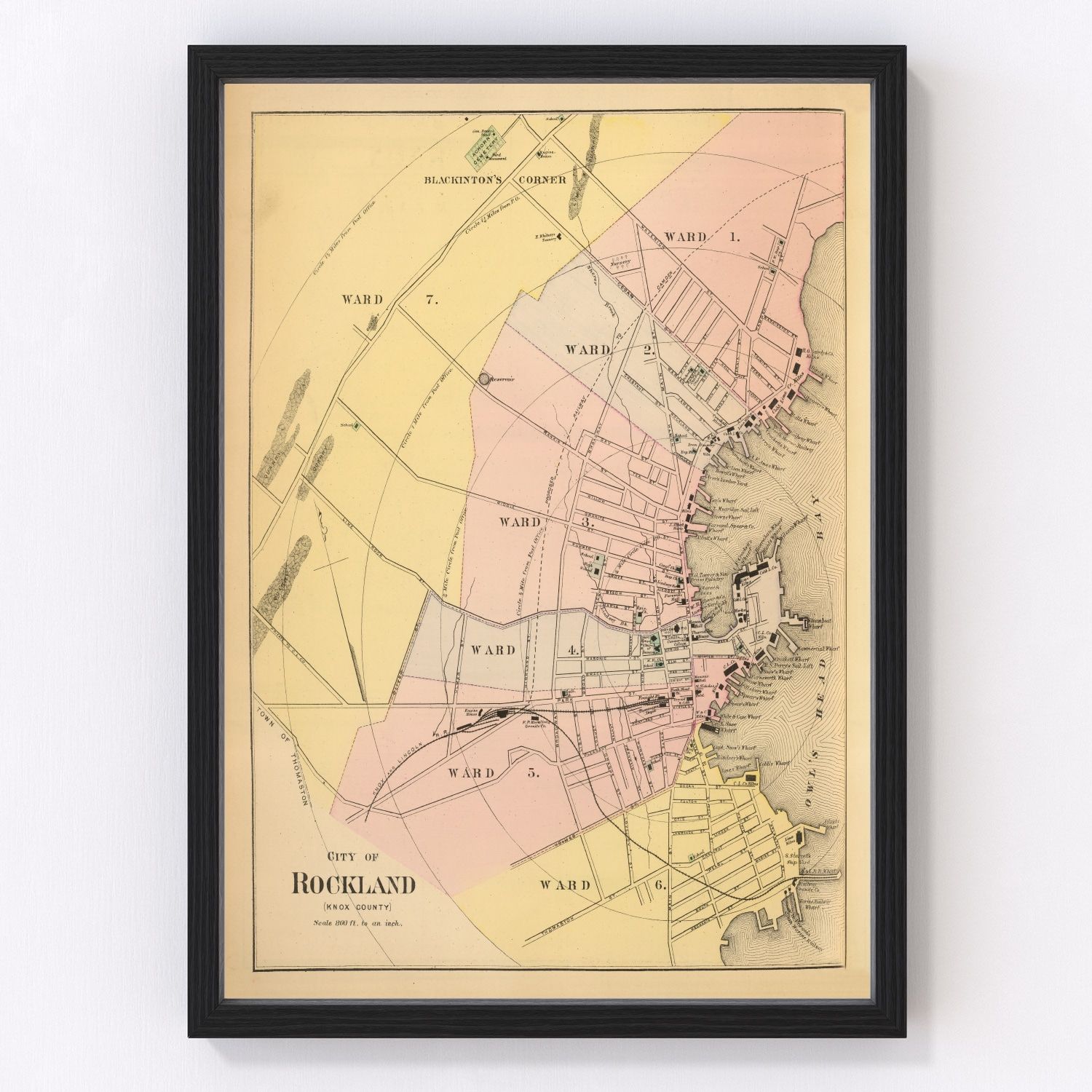 vintage map of Rockland, Maine, 1894