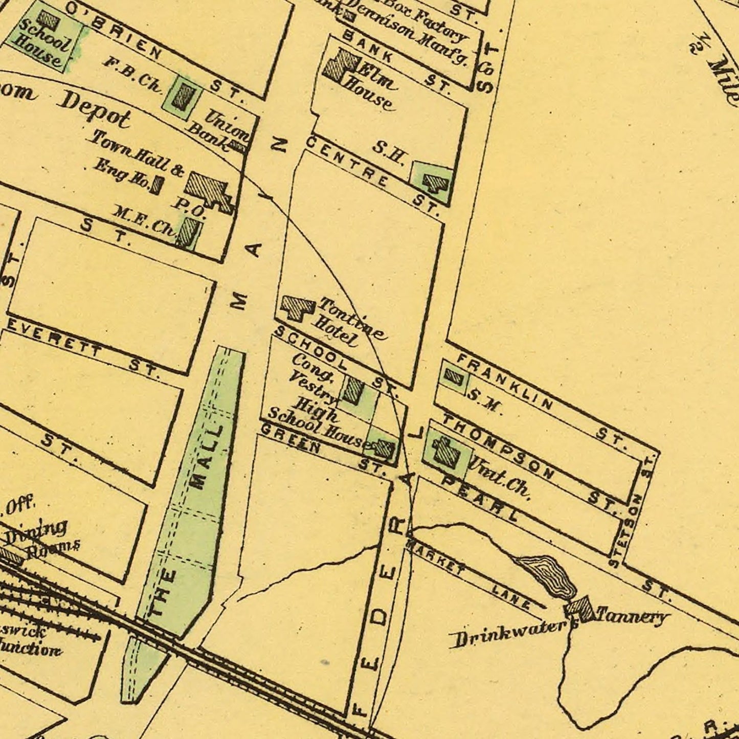 Vintage Map of Brunswick, Maine, 1894