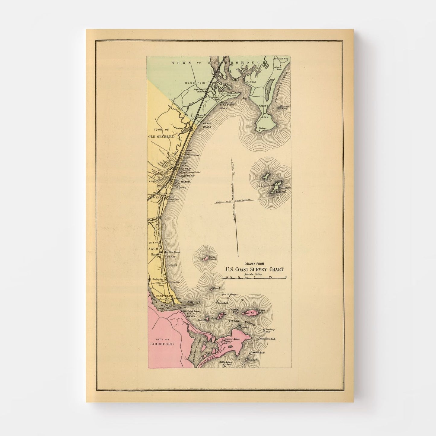 Vintage Map of Scarborough, Maine, 1894