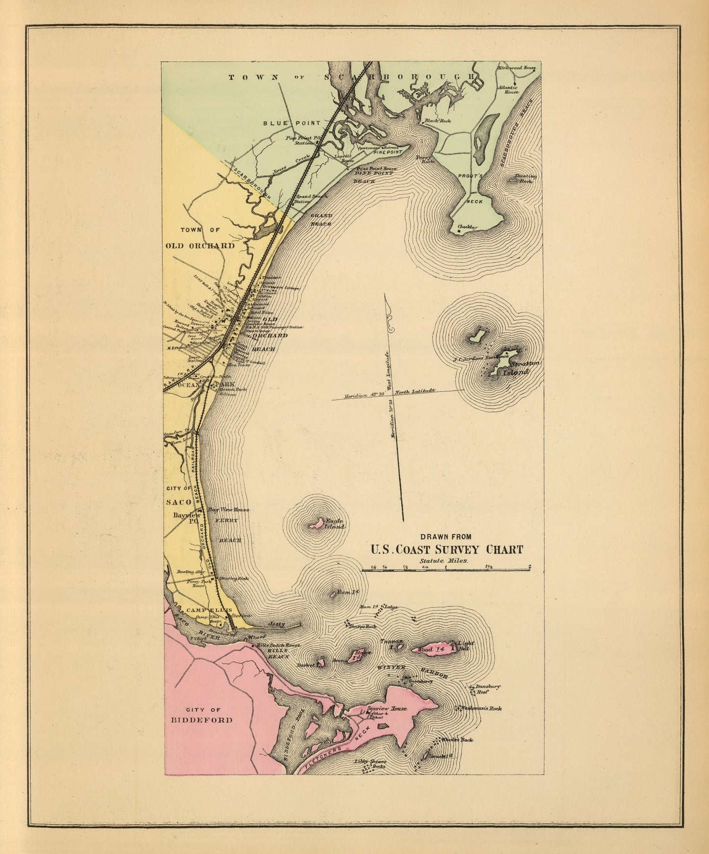 Vintage Map of Scarborough, Maine, 1894