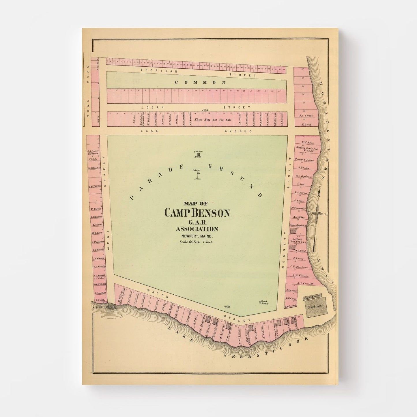 Vintage Map of Camp Benson, Maine, 1894 | Wall Art