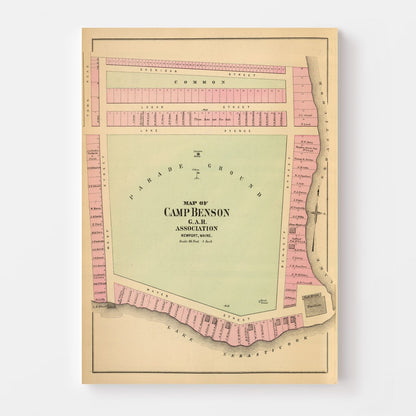 Vintage Map of Camp Benson, Maine, 1894 | Wall Art