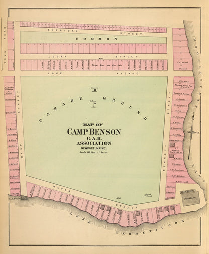 Vintage Map of Camp Benson, Maine, 1894 | Wall Art