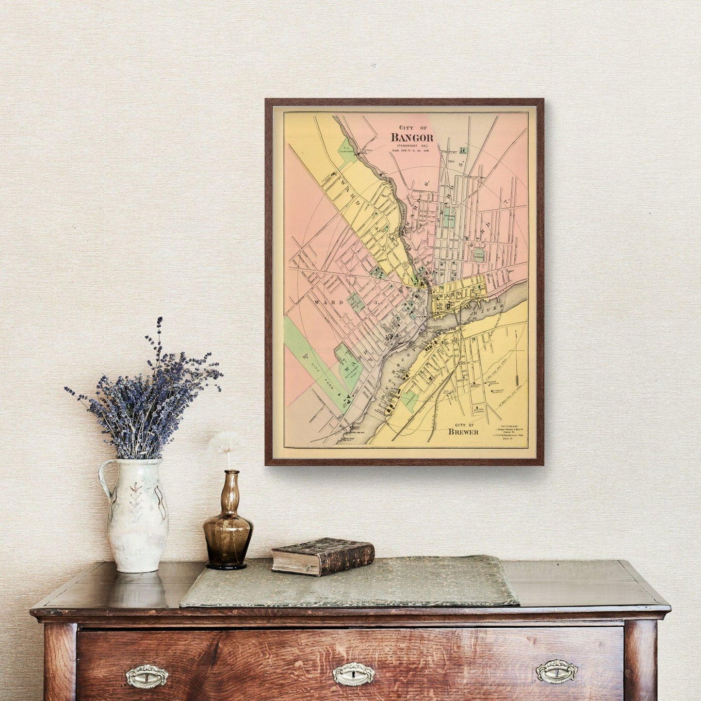 Vintage Map of Bangor, Maine, 1894