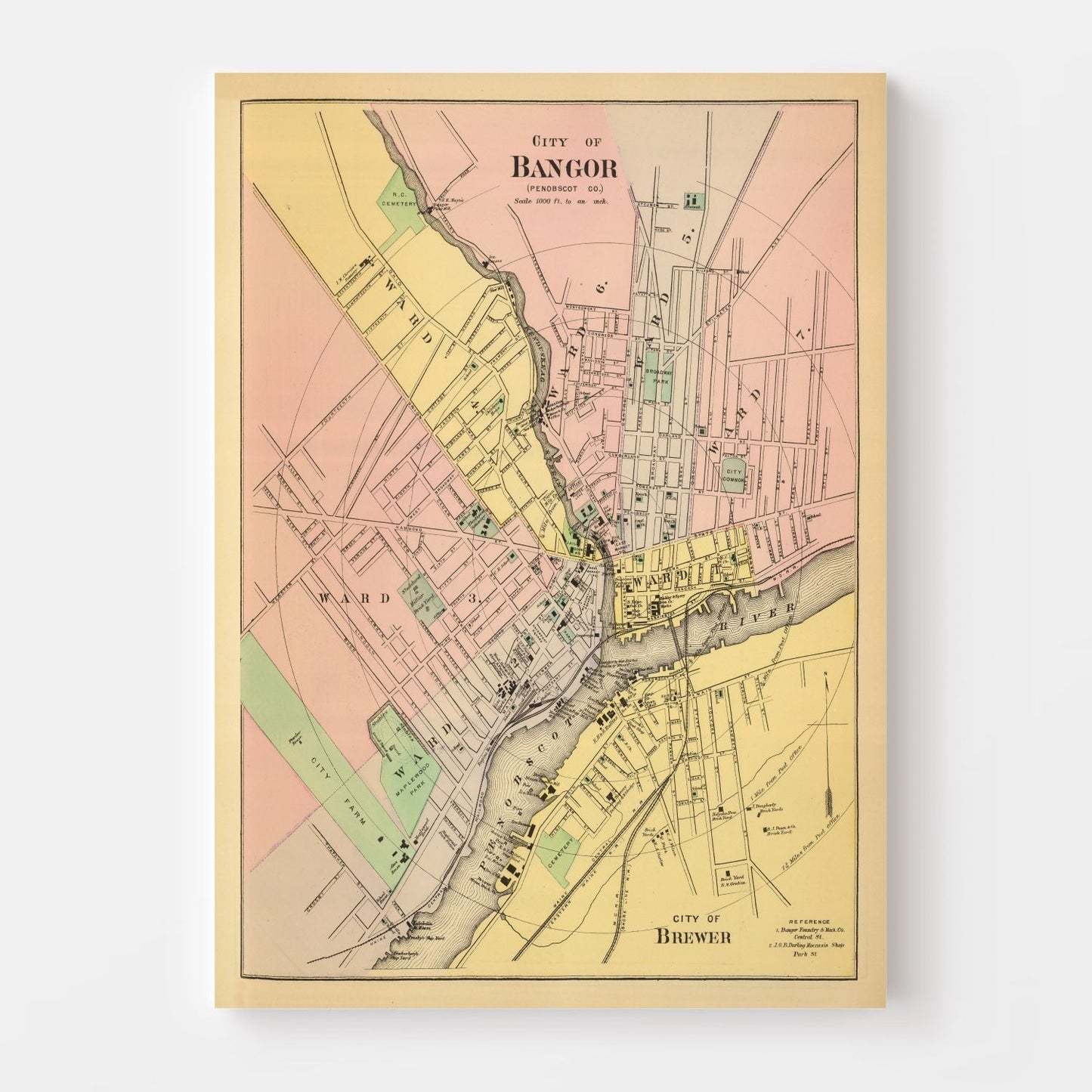 Vintage Map of Bangor, Maine, 1894