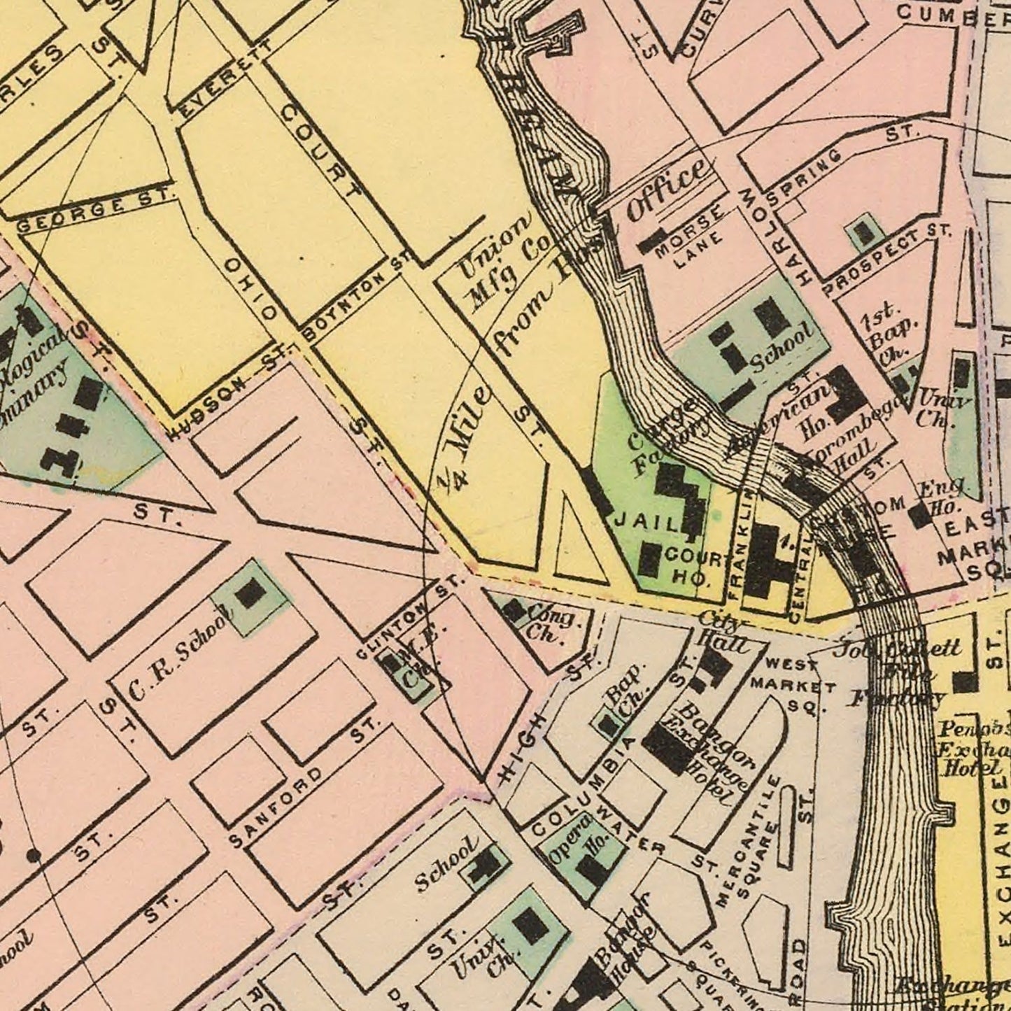 Vintage Map of Bangor, Maine, 1894