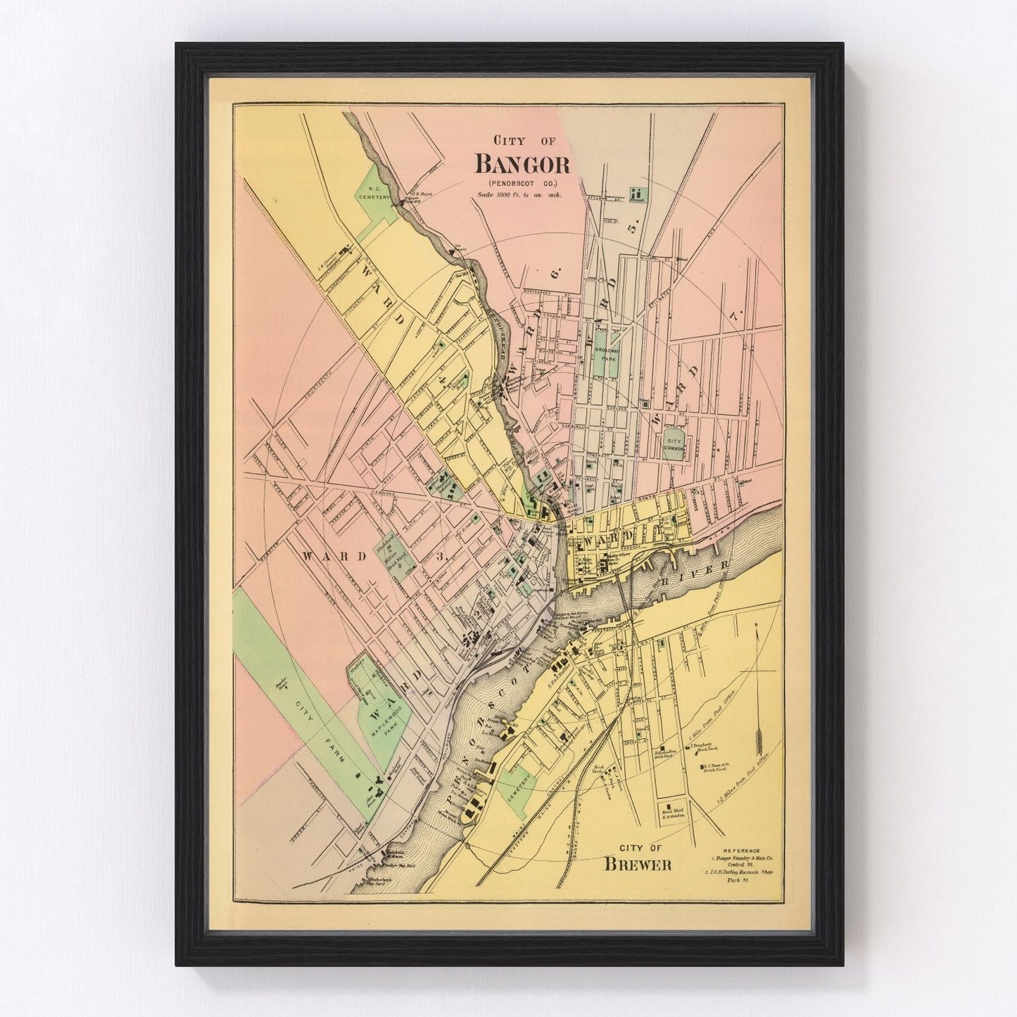 Vintage map of Bangor, Maine, 1894