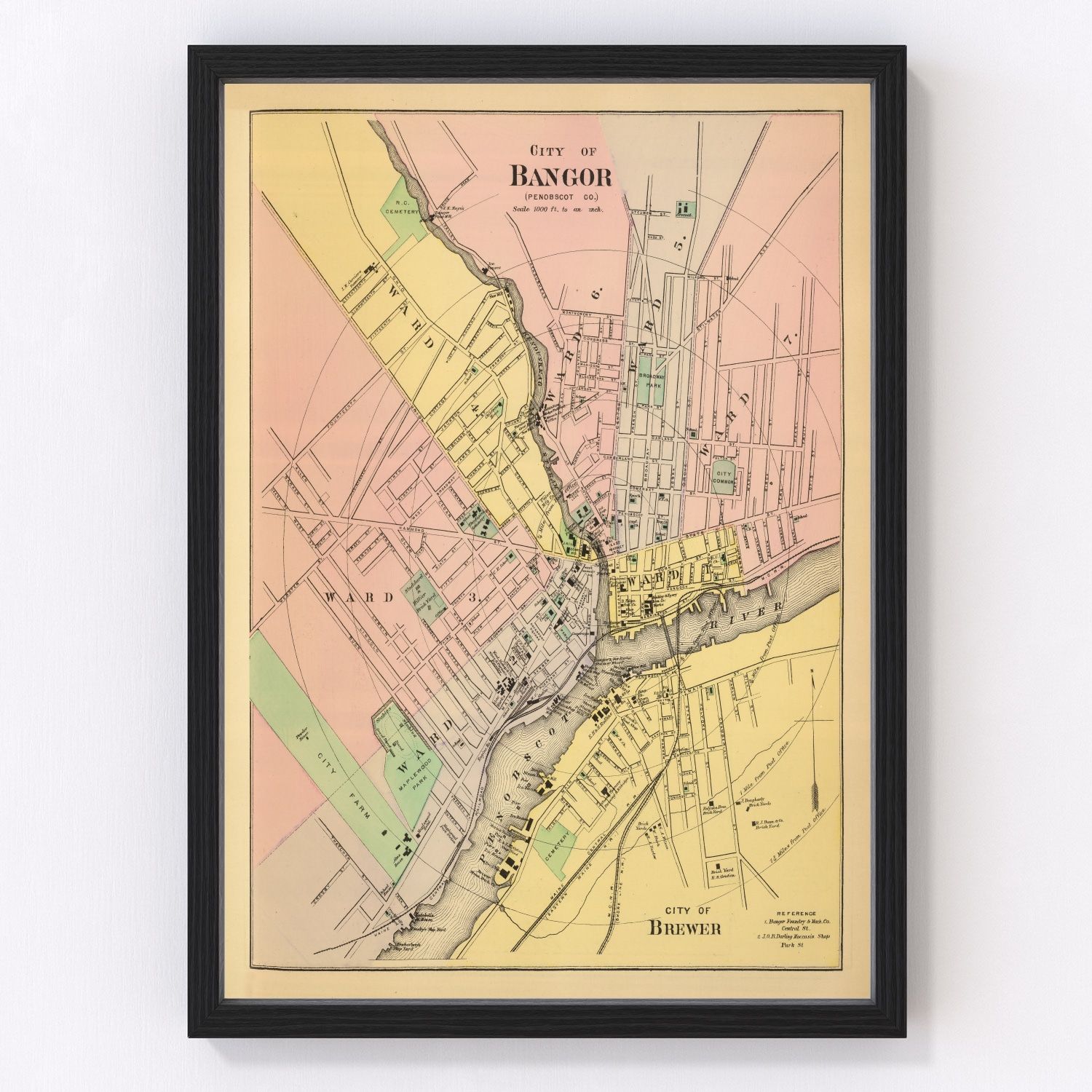 Vintage map of Bangor, Maine, 1894