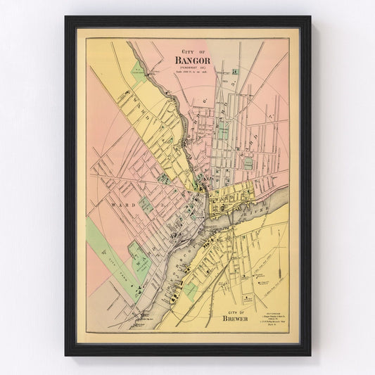 Vintage map of Bangor, Maine, 1894