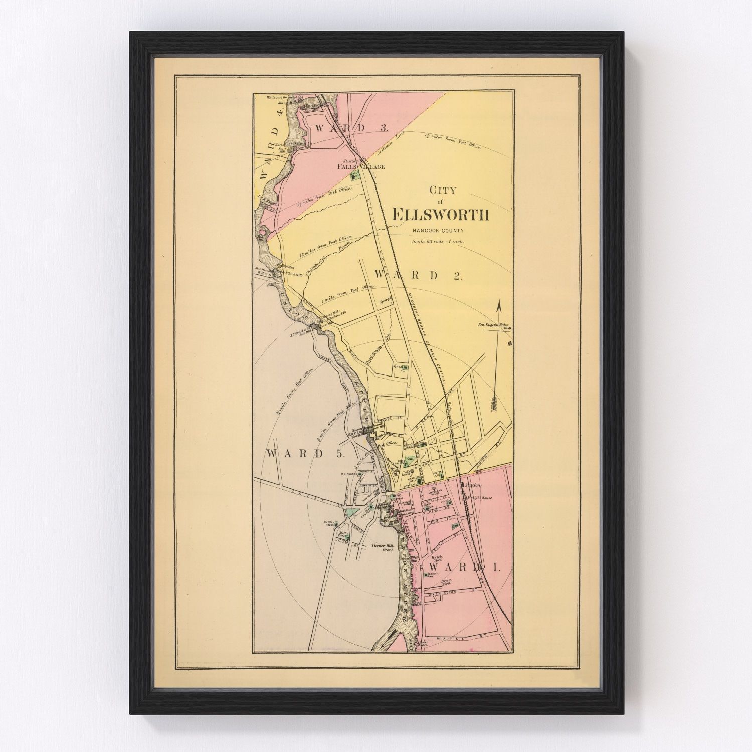 vintage map of Ellsworth, Maine, 1894