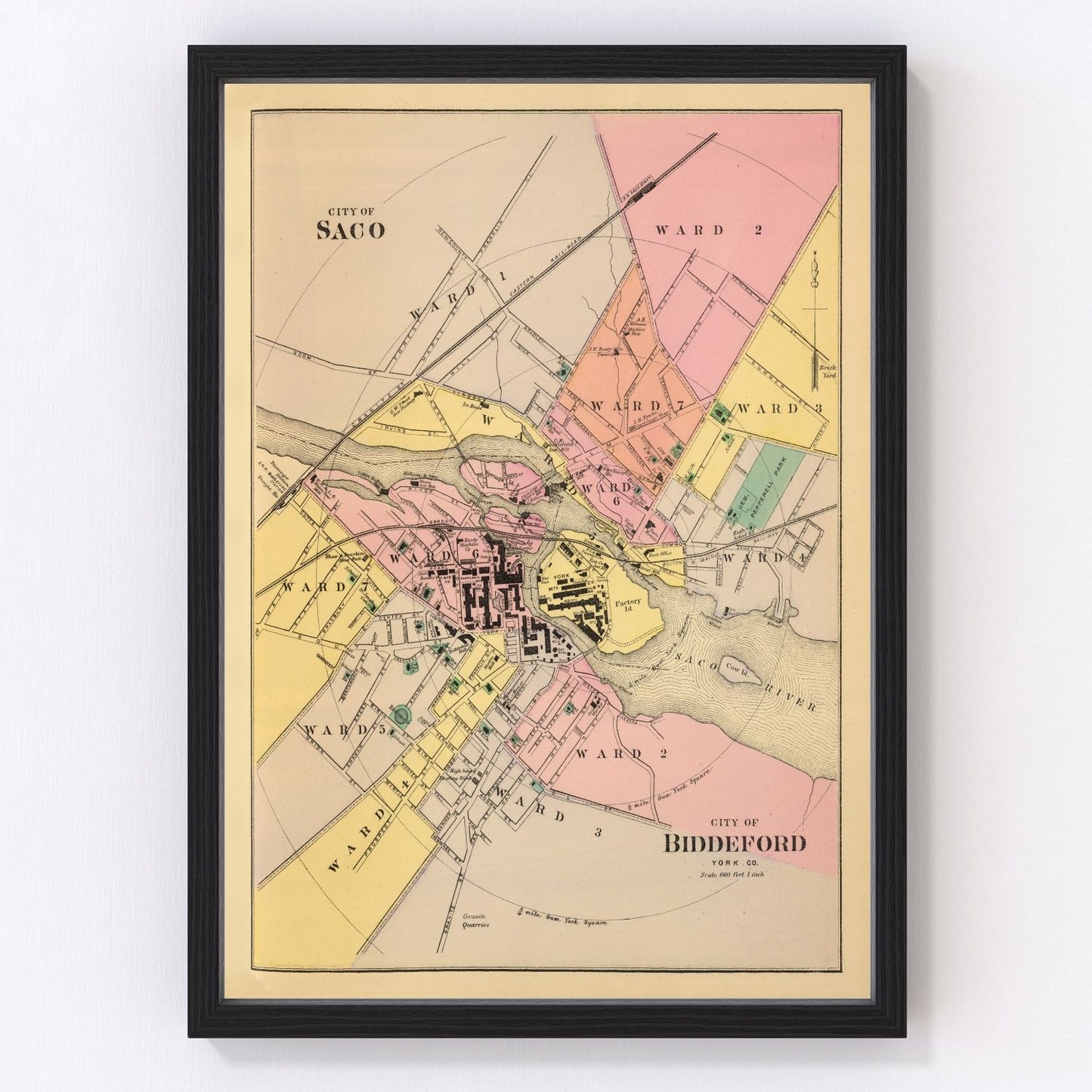 Vintage map of Biddeford, Maine, 1894