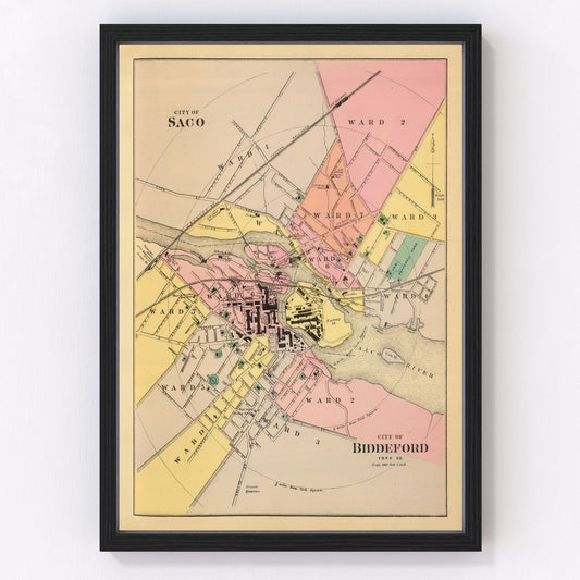 Vintage map of Biddeford, Maine, 1894
