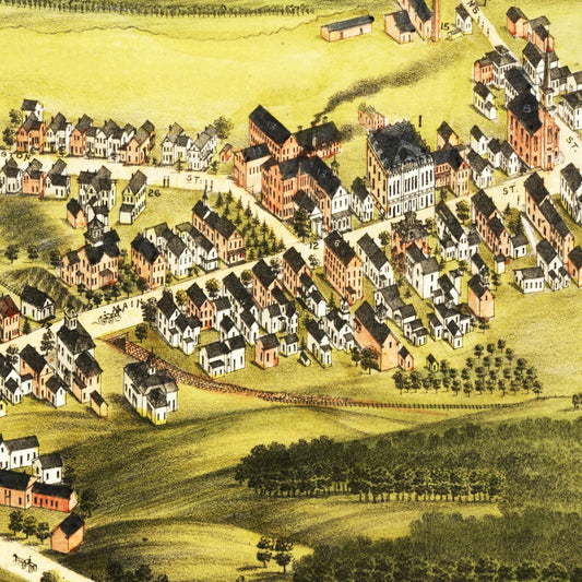 Vintage Map of Monson, Massachusetts, 1879