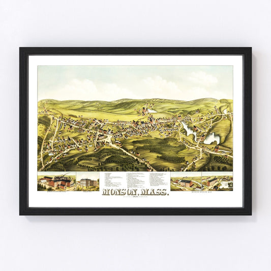 Vintage map of Monson, Massachusetts, 1879