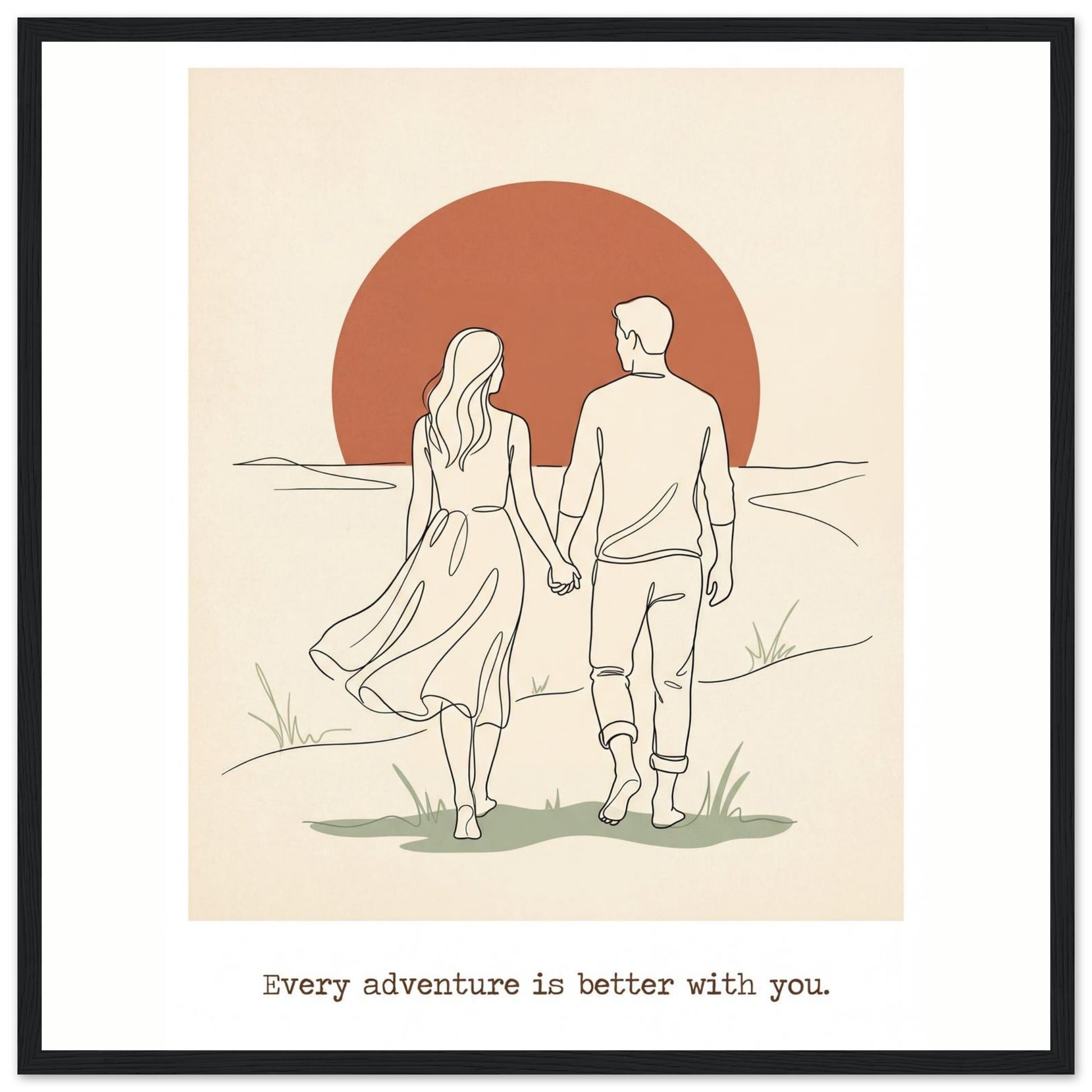 Romantic Wall Art - Couples Poster for Your Bedroom - 50x50 cm / 20x20″ - Black frame / Ready-to-hang - Sparkycare