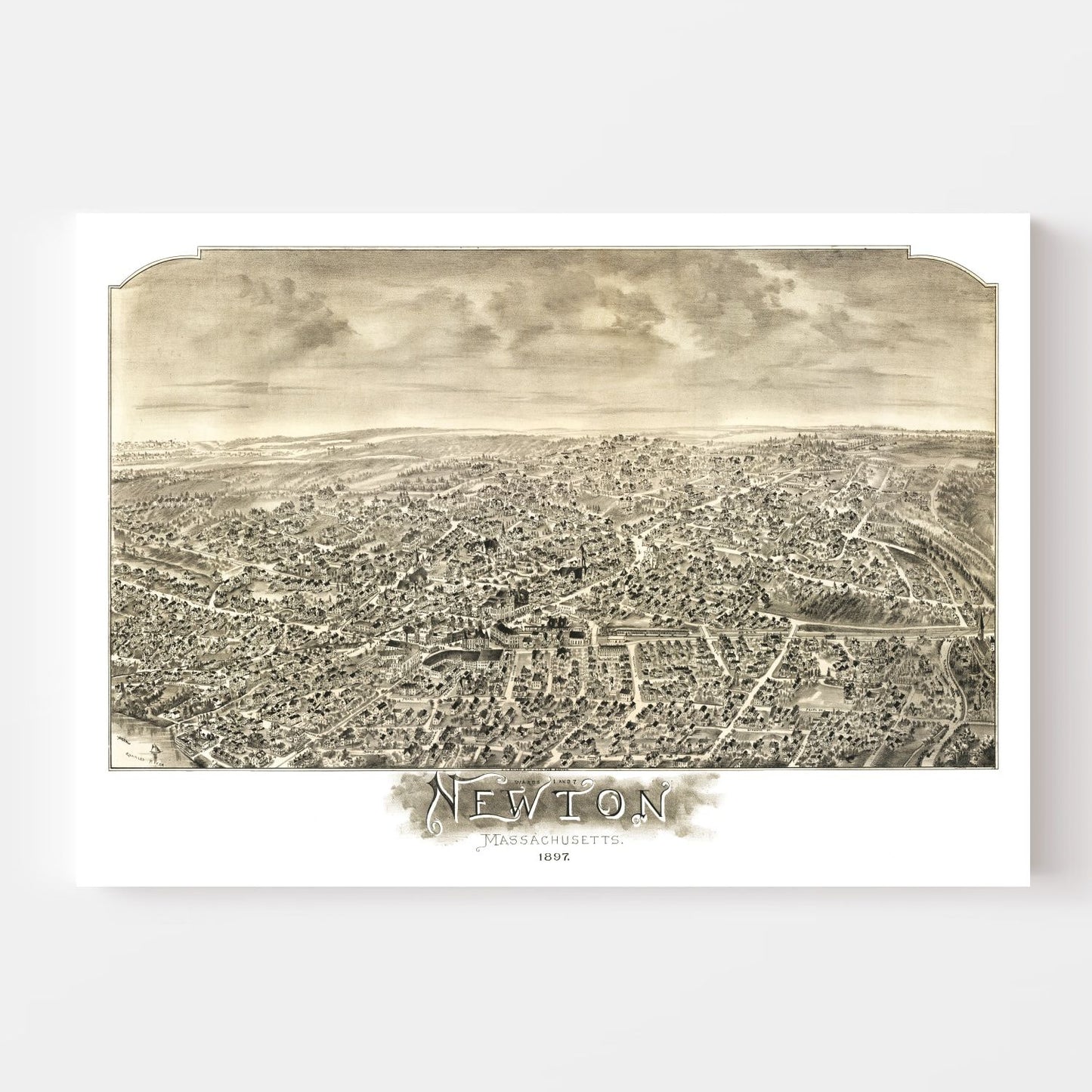 Vintage Map of Newton, Massachusetts, 1897