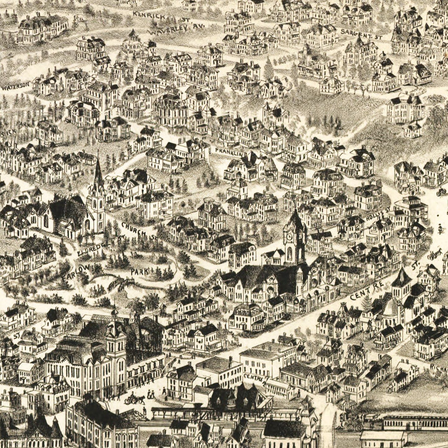 Vintage Map of Newton, Massachusetts, 1897