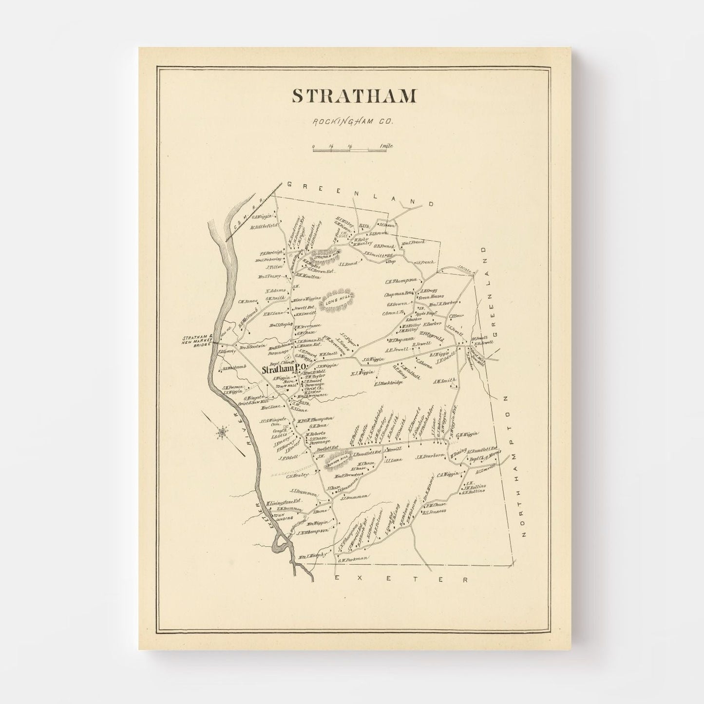 Vintage Map of Stratham, New Hampshire, 1892