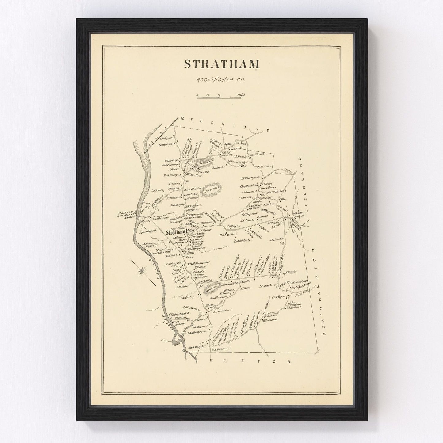 Vintage map of Stratham, Rockingham County, New Hampshire, 1892