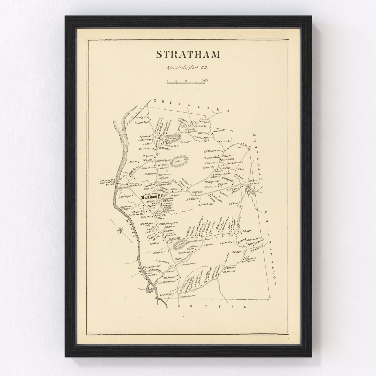 Vintage map of Stratham, Rockingham County, New Hampshire, 1892