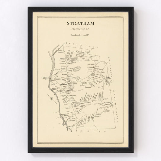Vintage map of Stratham, Rockingham County, New Hampshire, 1892