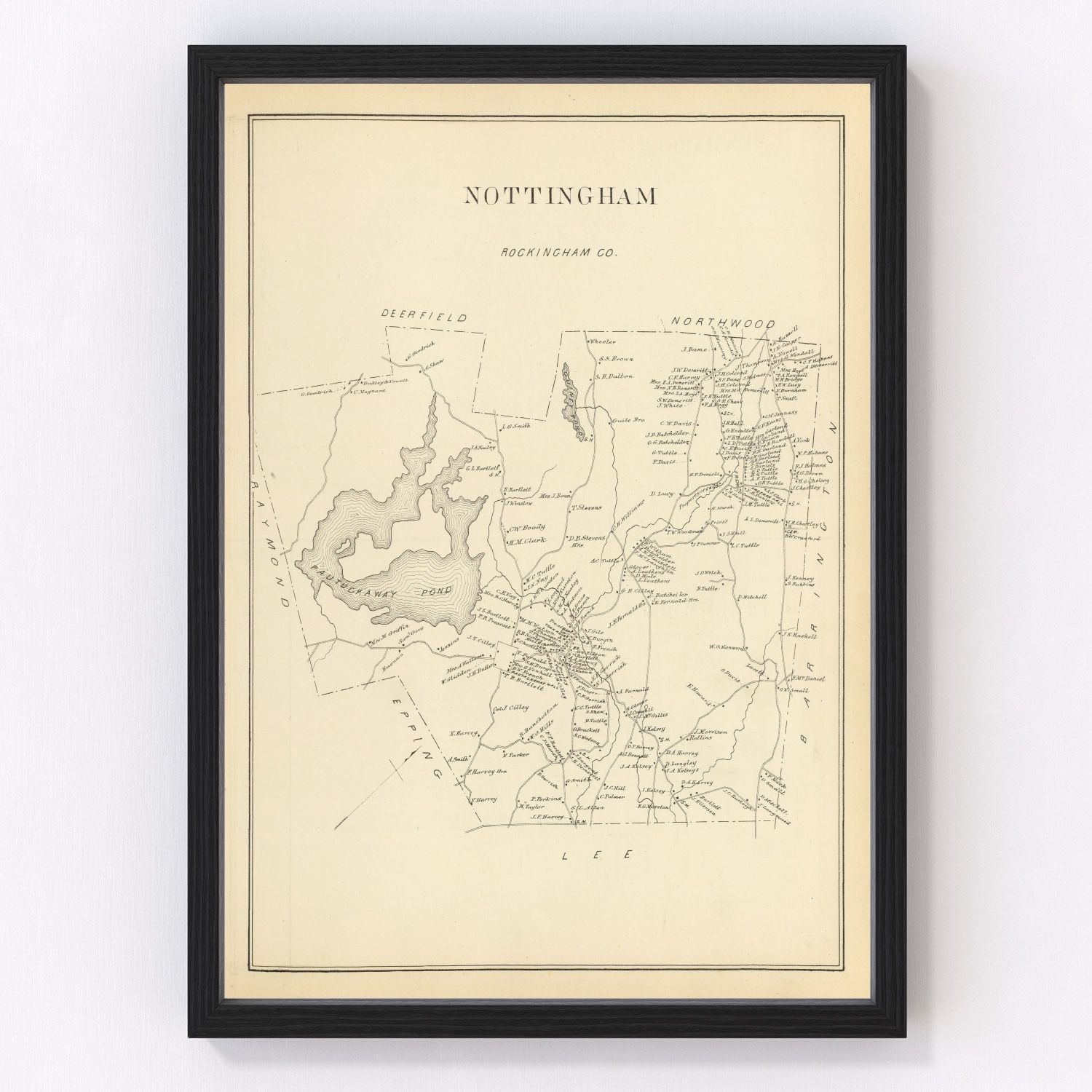vintage map of Nottingham, New Hampshire, 1892