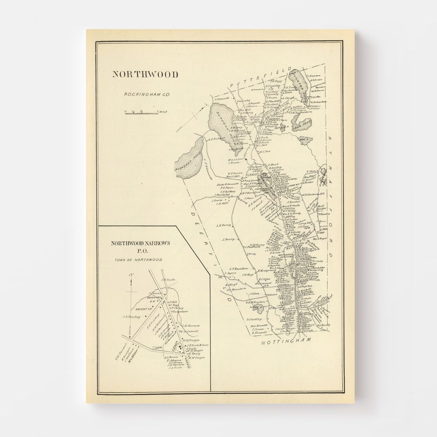 Vintage Map of Northwood, New Hampshire, 1892