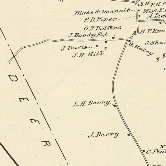 Vintage Map of Northwood, New Hampshire, 1892