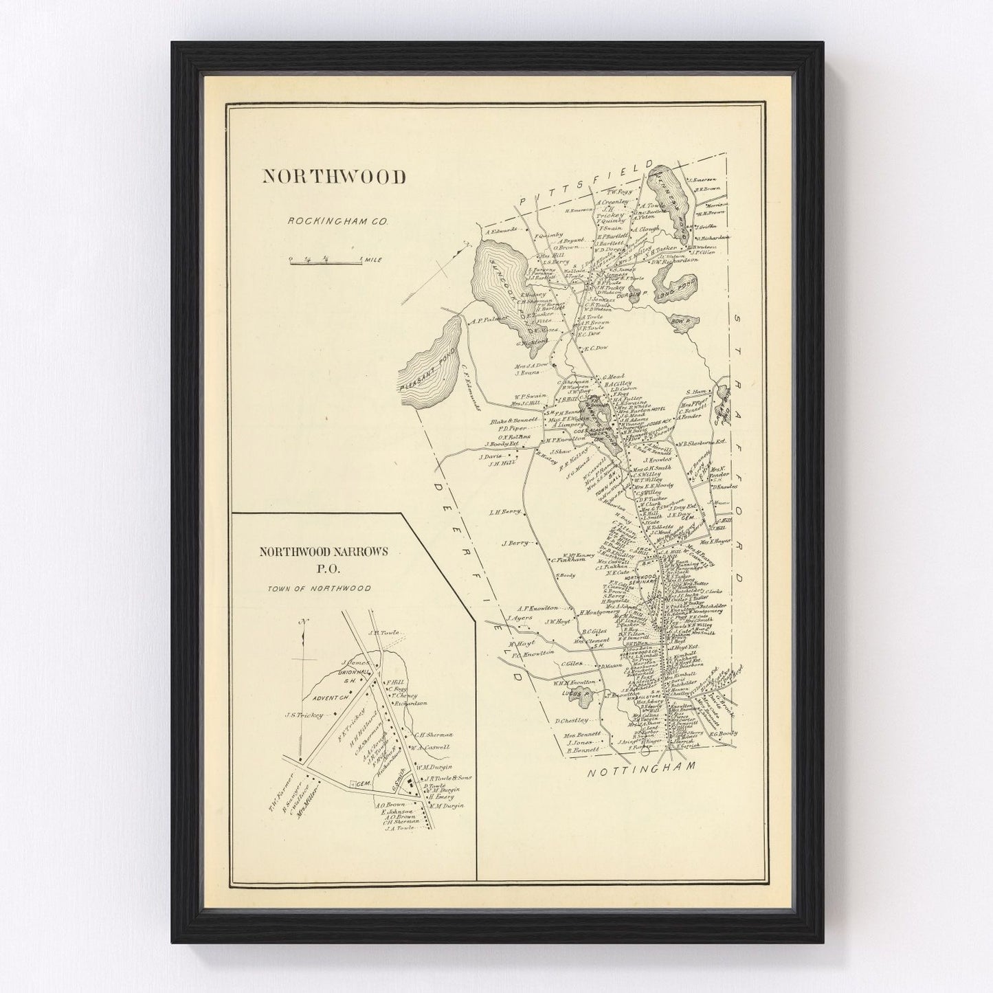 vintage map of Northwood, New Hampshire, 1892