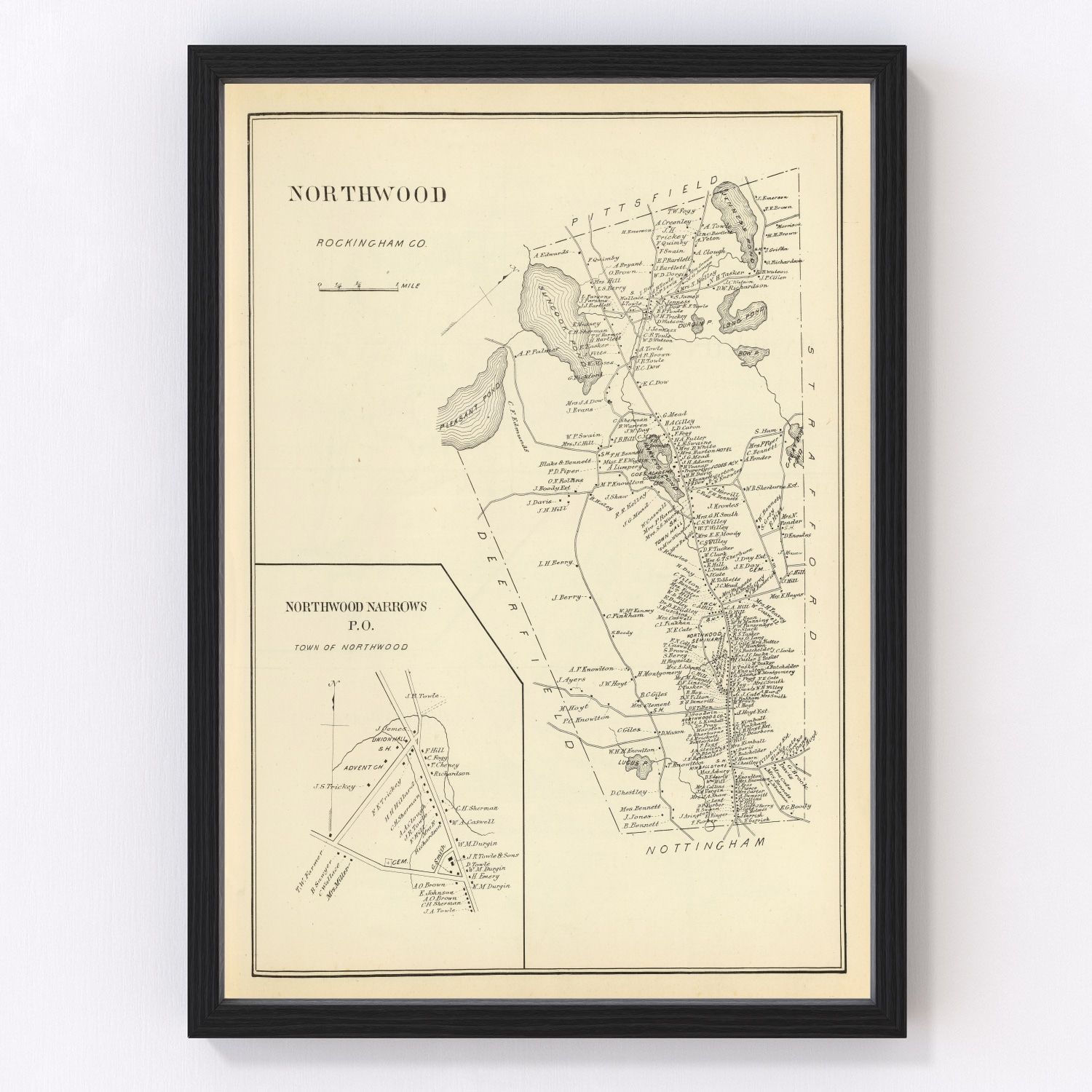 vintage map of Northwood, New Hampshire, 1892