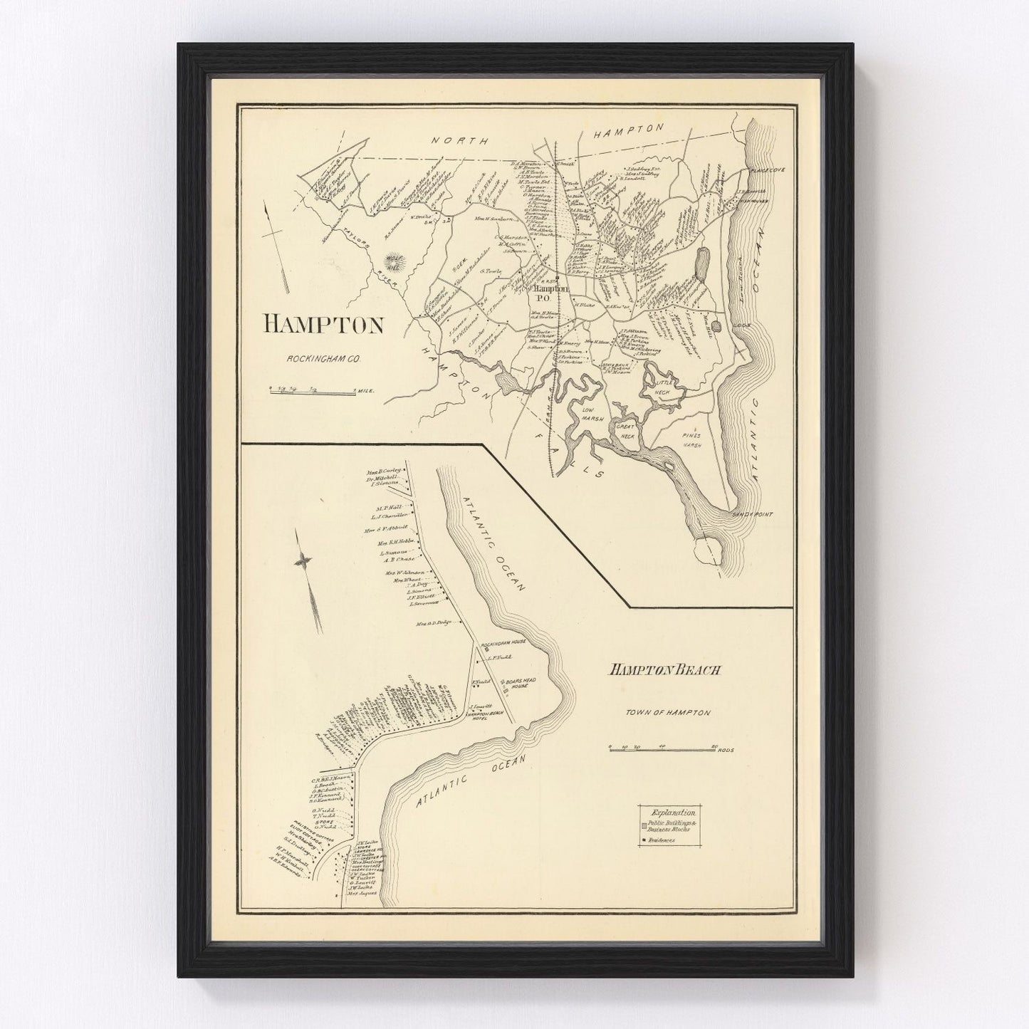 vintage map of Hampton, New Hampshire, 1892