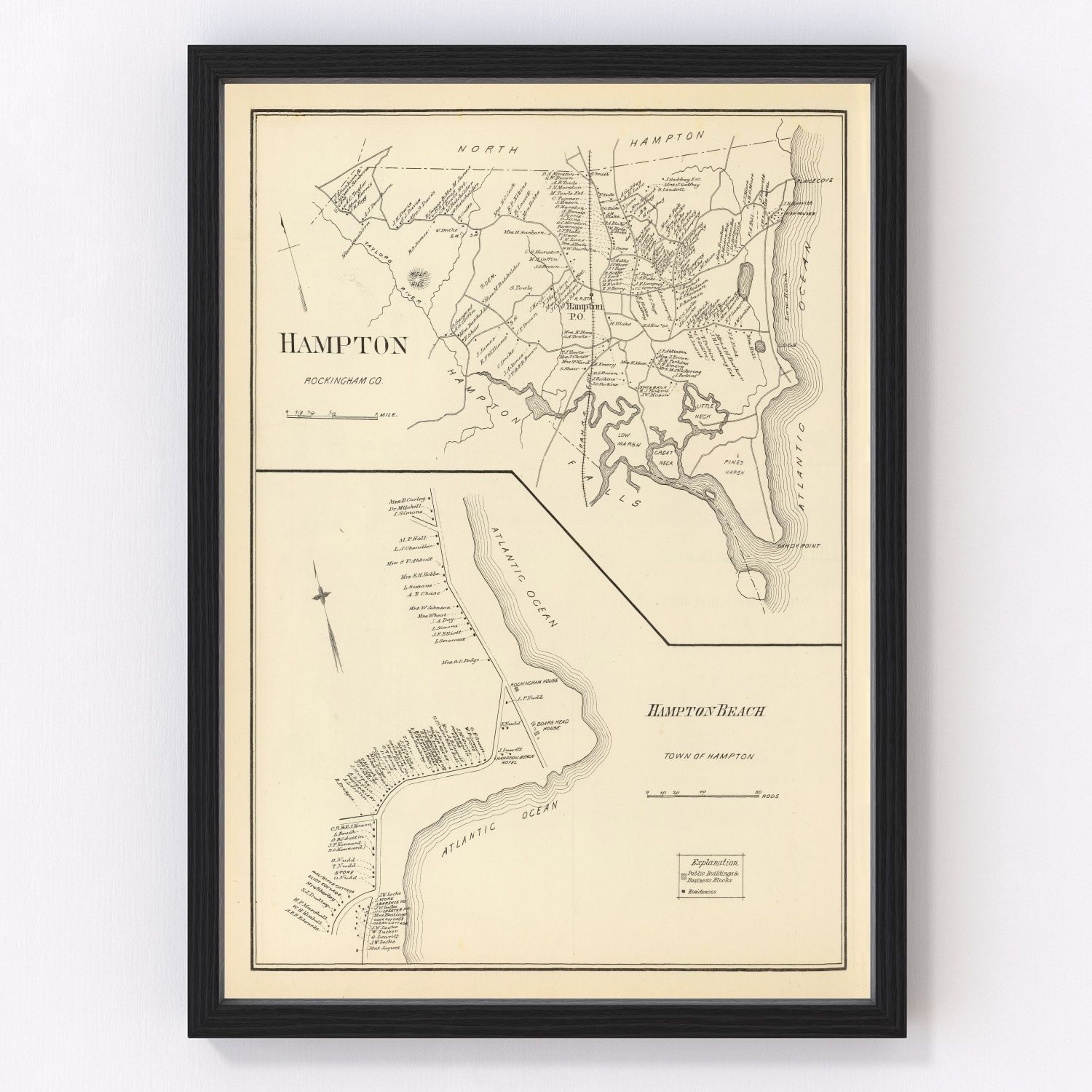 vintage map of Hampton, New Hampshire, 1892