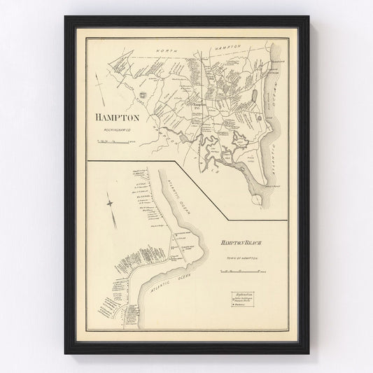 vintage map of Hampton, New Hampshire, 1892