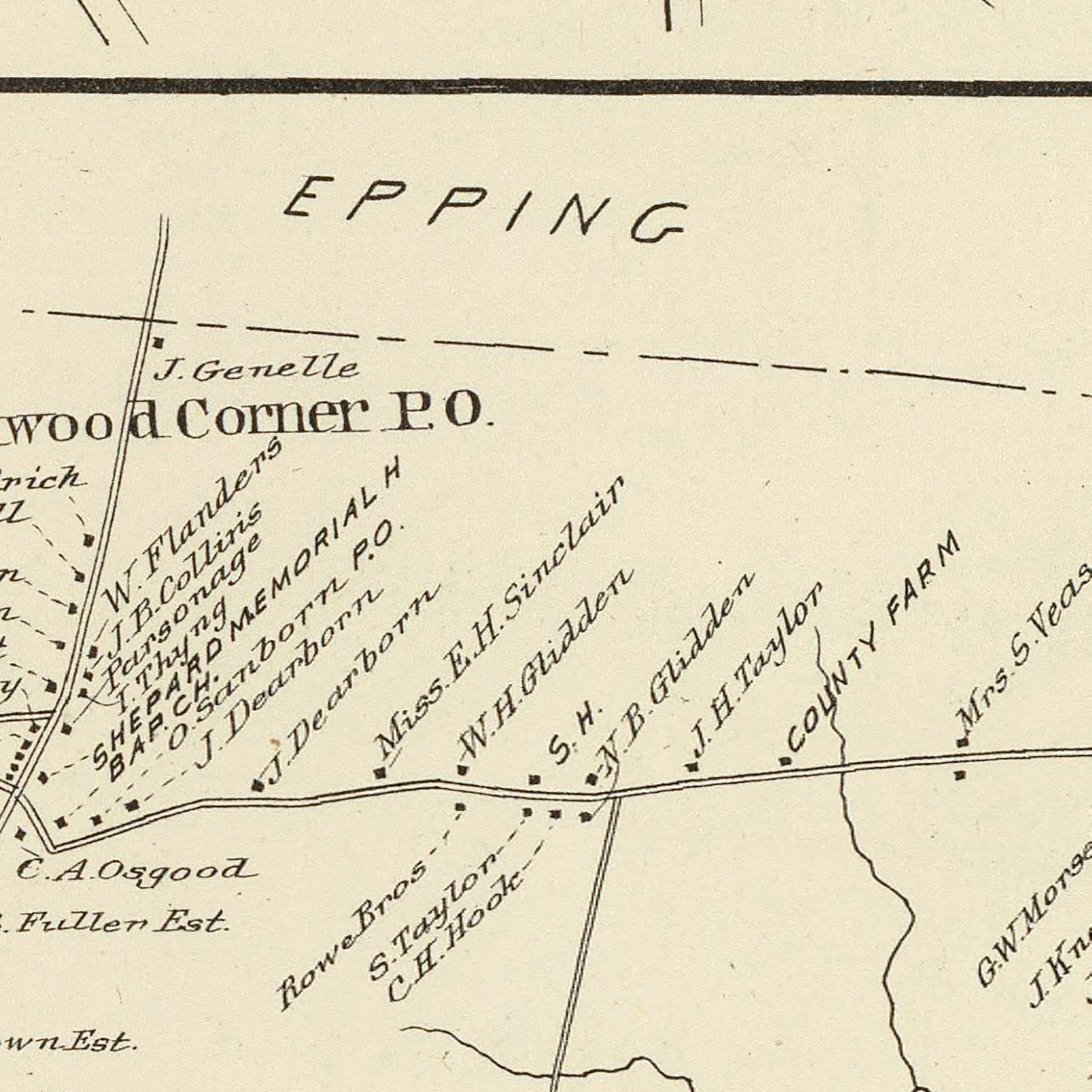Vintage Map of Brentwood, New Hampshire 1892