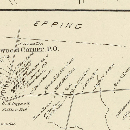 Vintage Map of Brentwood, New Hampshire 1892