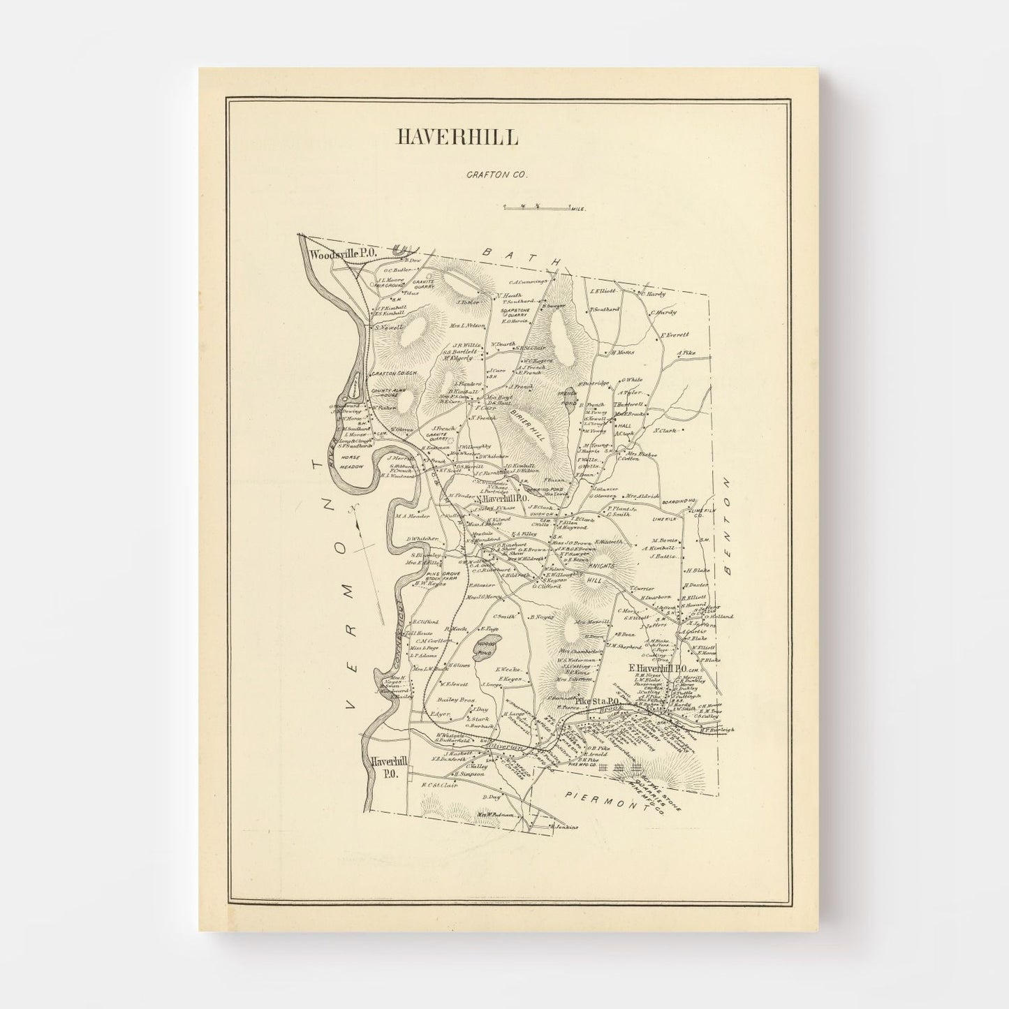 Vintage Map of Haverhill, New Hampshire, 1892 (Grafton)