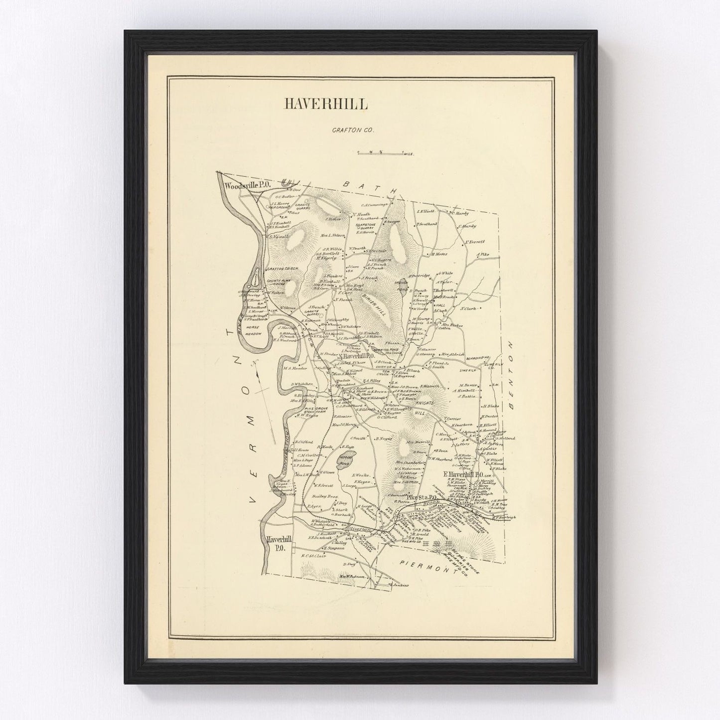 Vintage map of Haverhill, New Hampshire, 1892