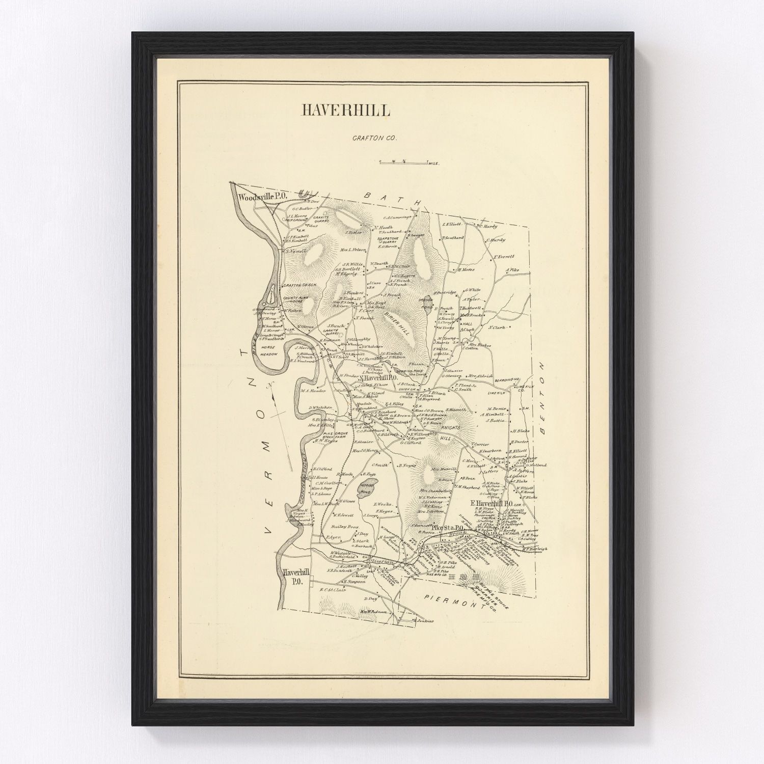 Vintage map of Haverhill, New Hampshire, 1892