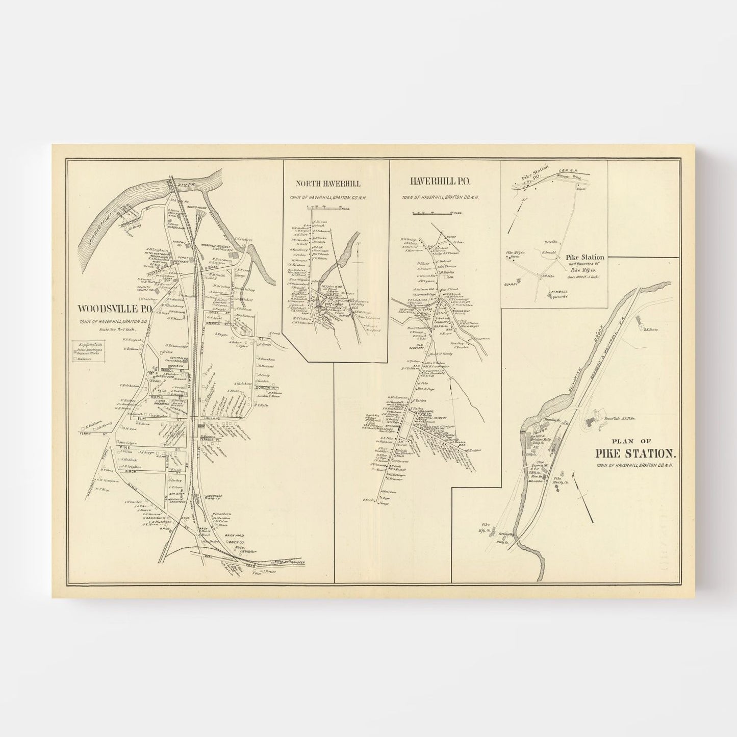 Vintage Map of Haverhill, New Hampshire, 1892