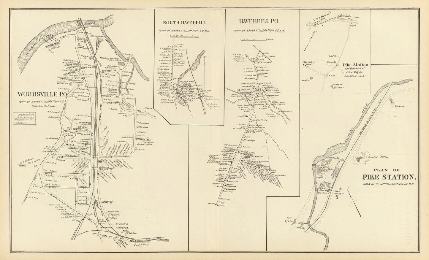 Vintage Map of Haverhill, New Hampshire, 1892
