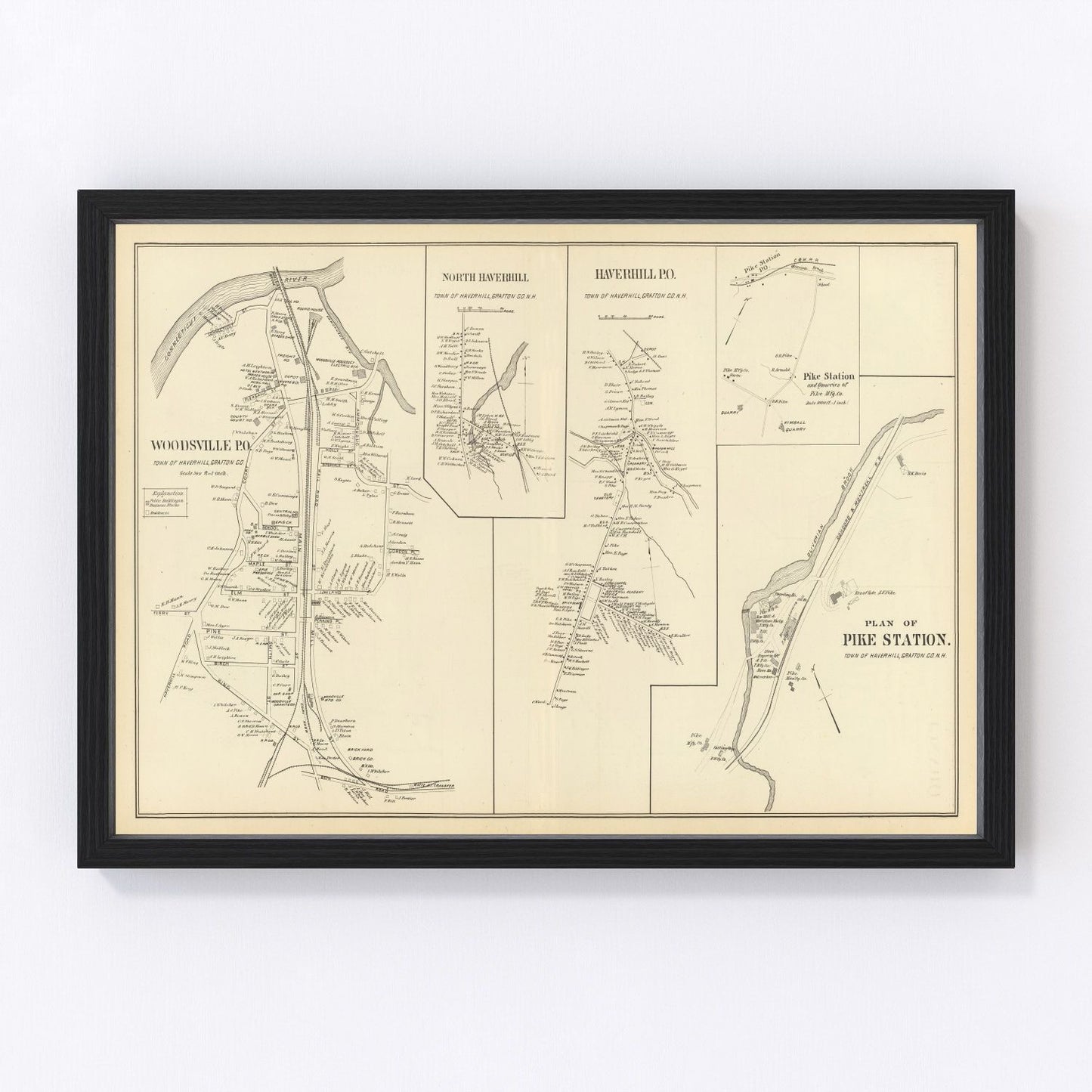 Vintage map of Haverhill, New Hampshire, 1892