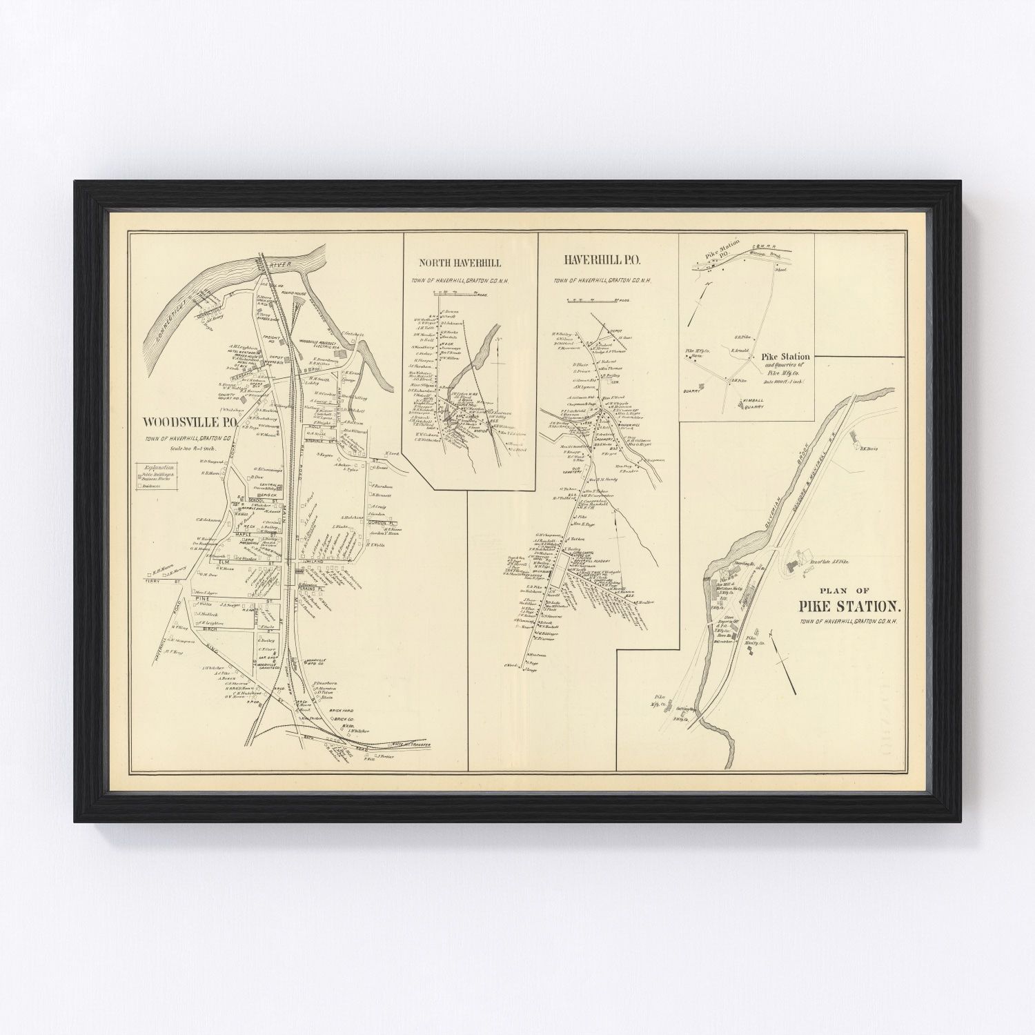 Vintage map of Haverhill, New Hampshire, 1892