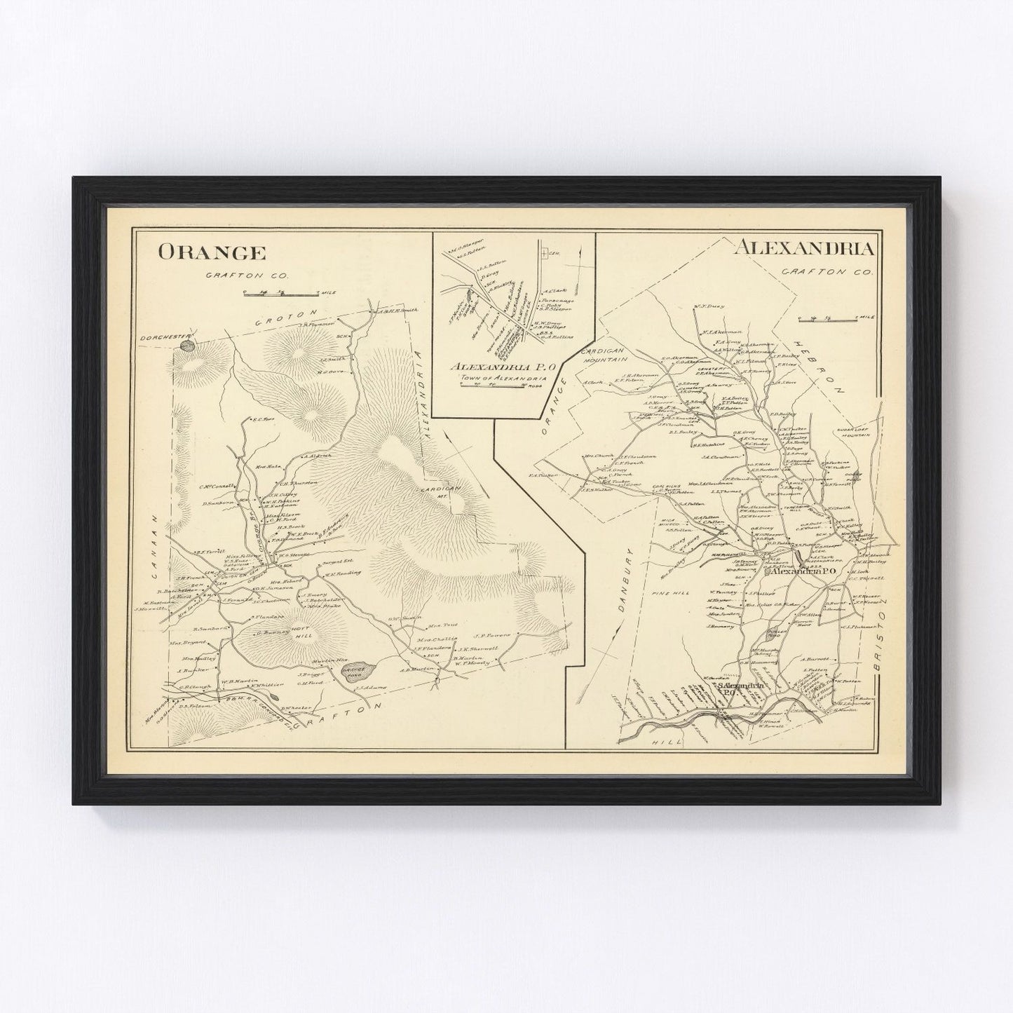 Vintage map of Alexandria, New Hampshire, 1892 - restored print