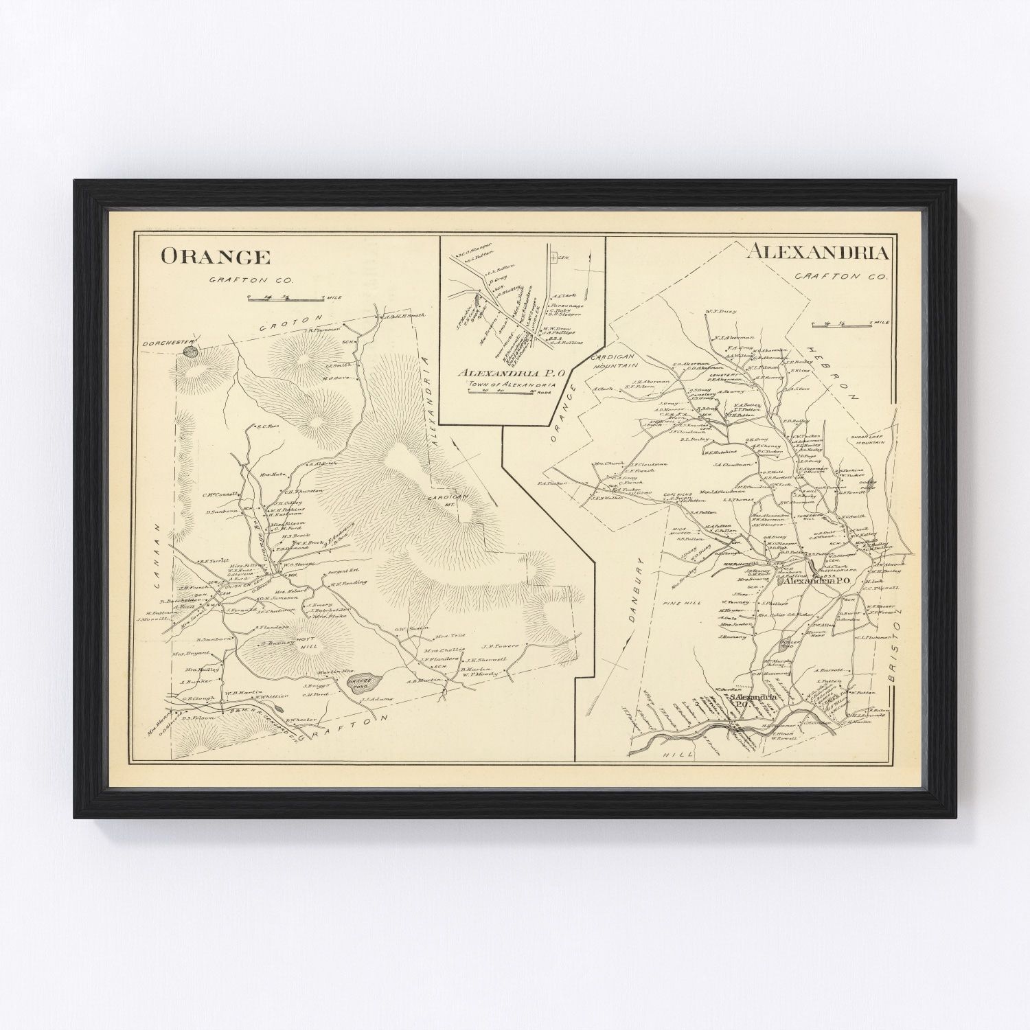 Vintage map of Alexandria, New Hampshire, 1892 - restored print