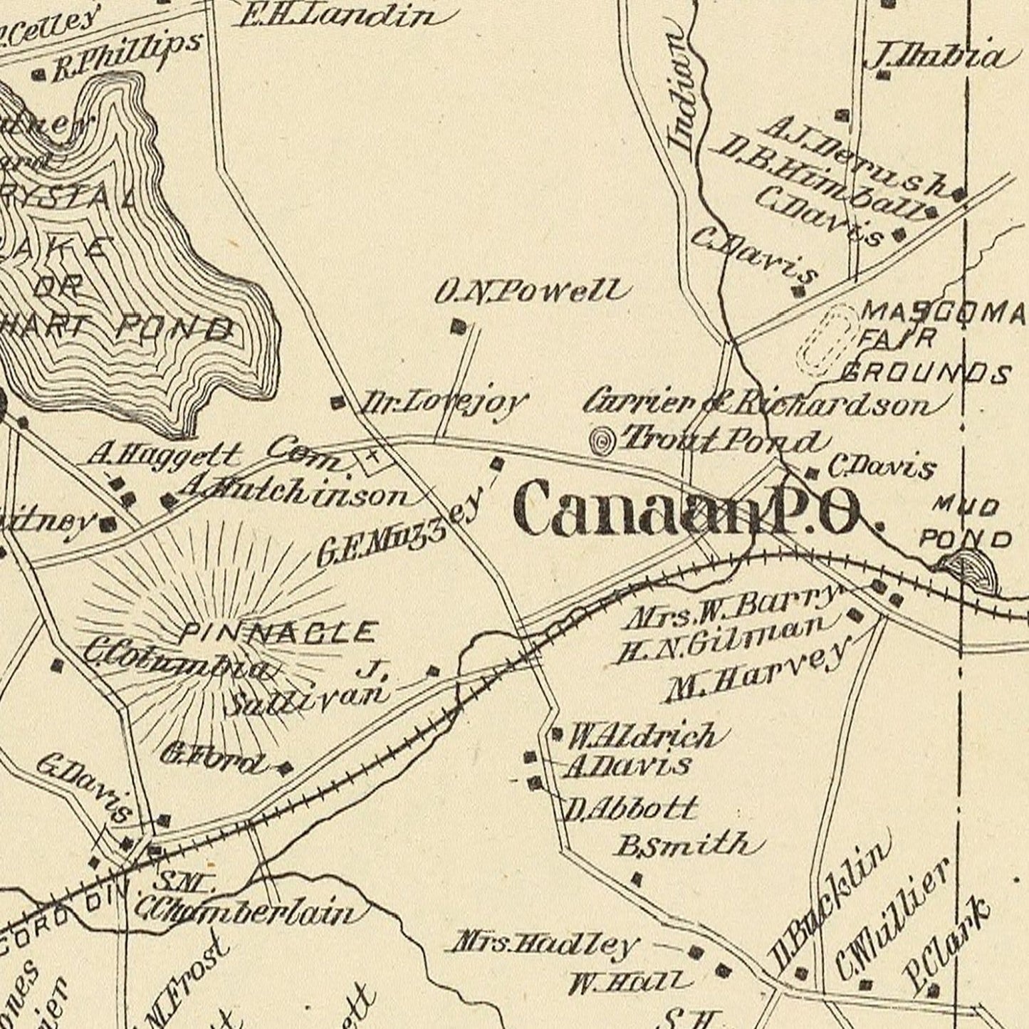 Vintage Map of Canaan, New Hampshire, 1892 | Wall Art