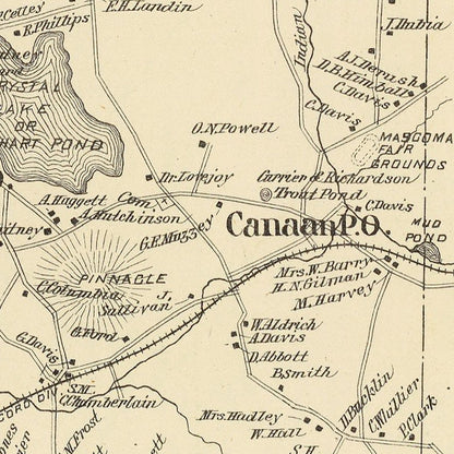 Vintage Map of Canaan, New Hampshire, 1892 | Wall Art