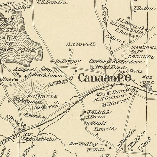 Vintage Map of Canaan, New Hampshire, 1892 | Wall Art