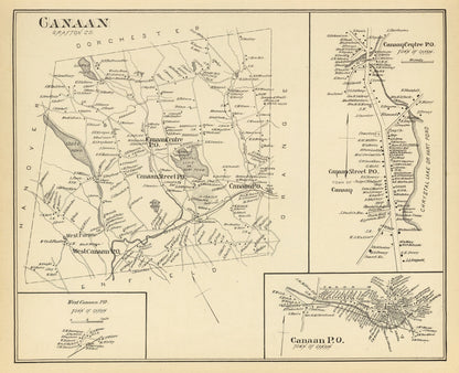 Vintage Map of Canaan, New Hampshire, 1892 | Wall Art